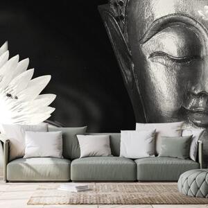 Samolepiaca tapeta božský čiernobiely Budha - 450x300