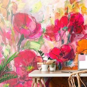 Samolepiaca tapeta maľované kvetinové zátišie - 150x100