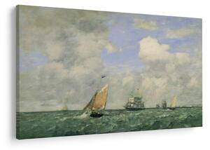 Obraz - Eugène Boudin, Ships and Sailing Boats Leaving Le Havre, reprodukcia (90x60 cm)