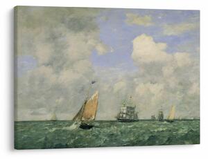 Obraz - Eugène Boudin, Ships and Sailing Boats Leaving Le Havre, reprodukcia (70x50 cm)
