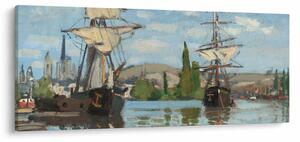 Obraz - Claude Monet, Ships Riding on the Seine at Rouen, reprodukcia (120x50 cm)