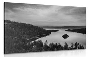 Obraz jazero pri západe slnka v čiernobielom prevedení - 120x80