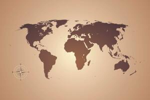 Samolepiaca tapeta mapa sveta v odtieňoch hnedej - 150x100