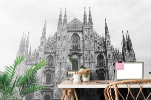 Samolepiaca fototapeta Milánska katedrála v čiernobielom - 225x150