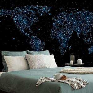 Samolepiaca tapeta mapa sveta s nočnou oblohou - 150x100