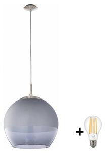 BRILAGI - LED luster na lanku RETRO GLASS 1xE27/60W/230V matný chróm/dymová sivá