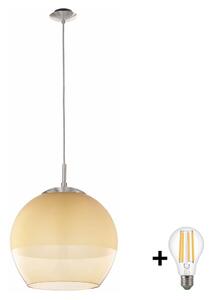 BRILAGI-LED Luster na lanku RETRO GLASS 1xE27/60W/230V matný chróm/dymová béžová