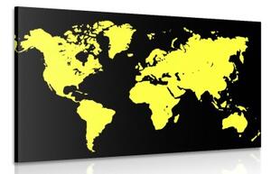 Obraz žltá mapa na čiernom pozadí - 60x40