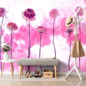 Samolepiaca tapeta kvety s ružovou parou - 150x100