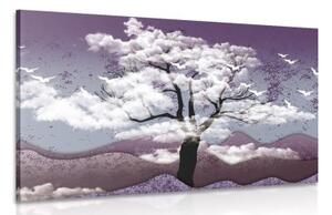 Obraz strom zaliaty oblakmi - 60x40