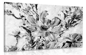 Obraz maľované kvety leta v čiernobielom prevedení - 120x80