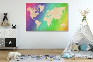 Obraz pastelová mapa sveta - 120x80