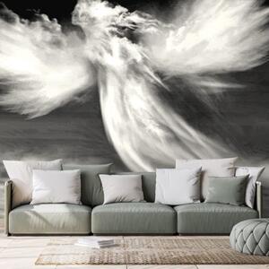 Samolepiaca tapeta čiernobiela podoba anjela v oblakoch - 225x150