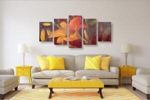 5-dielny obraz rozkvet oranžovej ľalie - 100x50