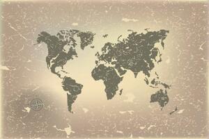 Samolepiaca tapeta stará mapa sveta na abstraktnom pozadí - 225x150