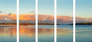 5-dielny obraz jazero a západ slnka - 100x50