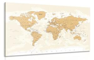 Obraz mapa sveta s vintage nádychom - 90x60