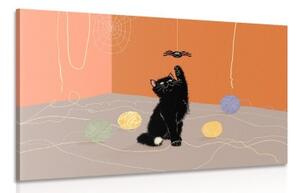 Obraz hravá mačka s klbkami - 120x80