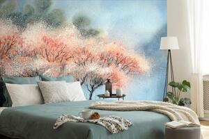 Samolepiaca tapeta akvarelové kvitnúce stromy - 150x100