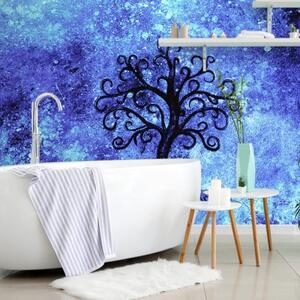 Samolepiaca tapeta strom života na modrom pozadí - 225x150