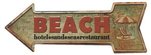 Ceduľa Beach 46x16 cm Plechová tabuľa
