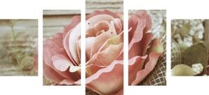 5-dielny obraz elegantná vintage ruža - 100x50