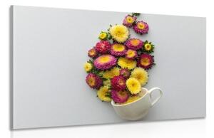 Obraz šálka plná kvetov - 60x40
