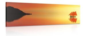 Obraz oranžová plachetnica - 120x40