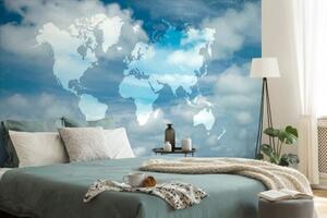 Samolepiaca tapeta mapa sveta s nebeským pozadím - 225x150