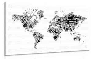 Obraz hudobná mapa sveta v inverznej podobe - 120x80