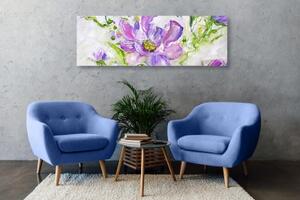 Obraz maľované kvety v letnom prevedení - 120x40
