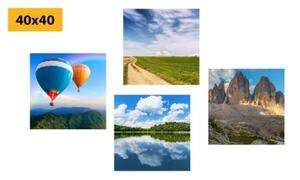 Set obrazov let balónom ponad krajinu - 4x 40x40