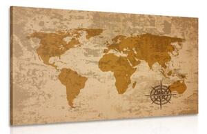 Obraz stará mapa sveta s kompasom - 120x80