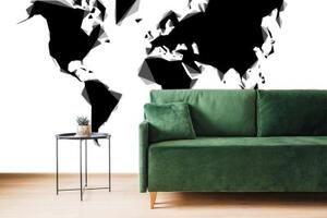 Samolepiaca tapeta abstraktná mapa sveta v čiernobielom prevedení - 300x200