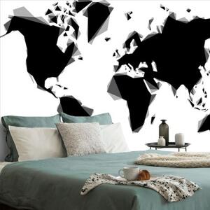 Samolepiaca tapeta abstraktná mapa sveta v čiernobielom prevedení - 225x150