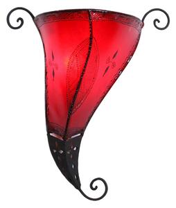 Kožená nástenná lampa Mina červená