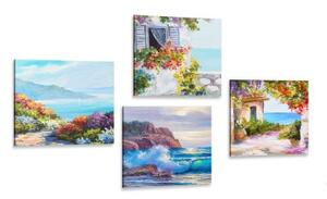 Set obrazov morská krajina v imitácii maľby - 4x 40x40