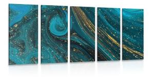 5-dielny obraz smaragdová abstrakcia - 100x50