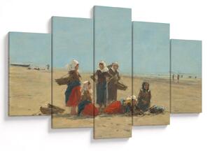 Obraz - Eugène Boudin, Women on the Beach at Berck, reprodukcia (150x105 cm)