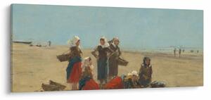 Obraz - Eugène Boudin, Women on the Beach at Berck, reprodukcia (120x50 cm)