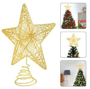 LED svetelná hviezda na stromček, teplá biela, zlaté trblietky, rôzne veľkosti Velikost (cm): 15cm