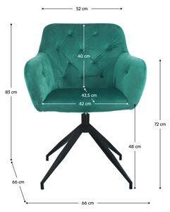 KONDELA Otočná stolička, zelená Velvet látka/čierna, VELEZA NEW