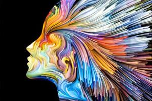 Samolepiaca tapeta farebný profil ženskej tváre - 300x200