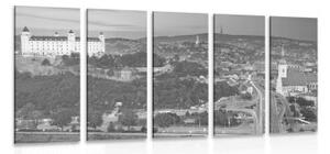 5-dielny obraz večer v Bratislave v čiernobielom prevedení - 100x50