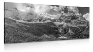 Obraz majestátna horská krajina v čiernobielom prevedení - 120x60