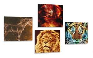 Set obrazov tajomná abstrakcia zvierat - 4x 40x40
