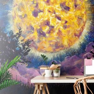 Samolepiaca tapeta žiarivý mesiac na nočnej oblohe - 225x150