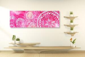 Obraz Mandala ružový akvarel - 120x40