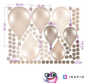 INSPIO-textilná prelepiteľná nálepka - Samolepiace balóny v nórskom štýle v hnedo-krémovej farbe