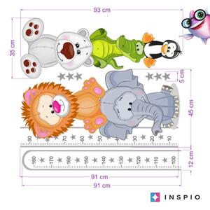 INSPIO-textilná prelepiteľná nálepka - Nálepka - Meter so zvieratkami II - 180cm